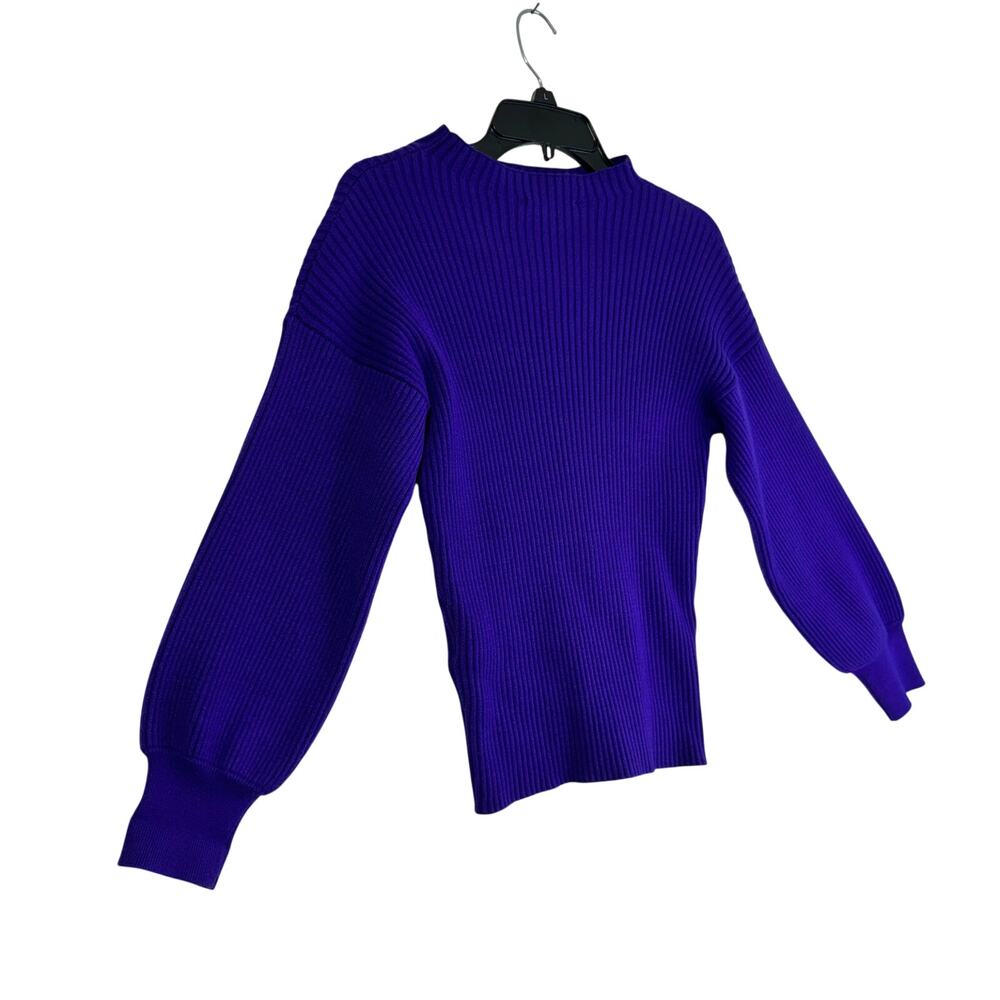 INC Electric Purple Dropped Shoulder Balloon Sleeve Rib Knit Sweater Size Medium